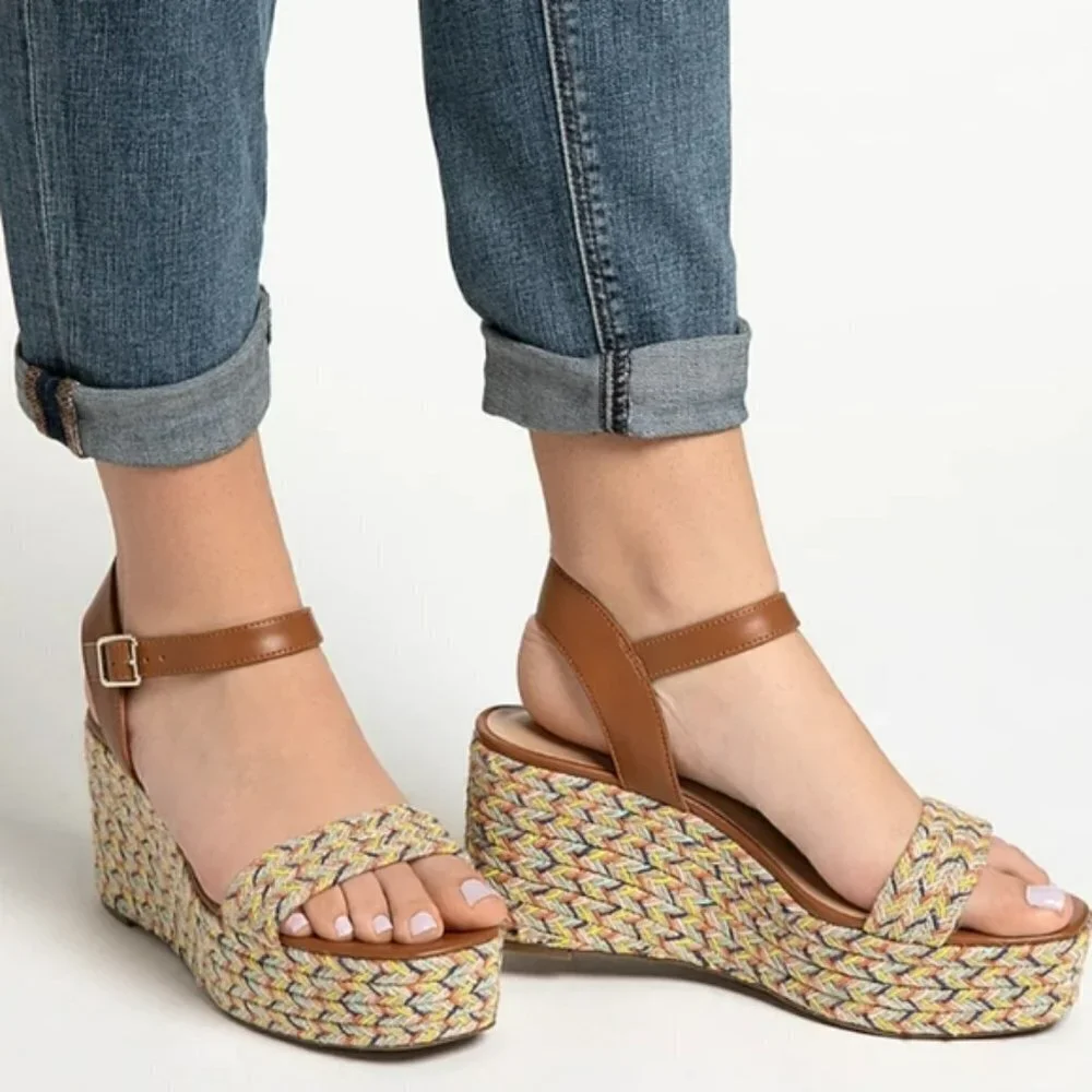 Mix No. 6 Cammie Multicolor Platform Wedge Heel Espadrille Sandals Summer Shoes - Picture 1 of 16